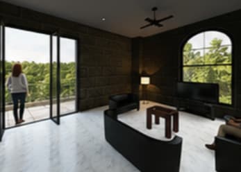 Balcony — a quiet outdoor extension connecting the retreat to greenery