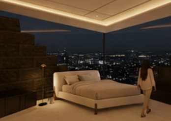 Master bedroom — a private retreat with corner glass openings